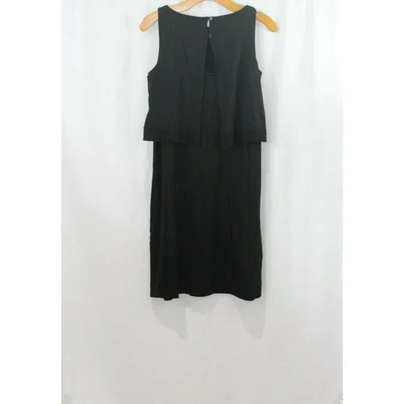 NWT J Jill Womens Black Wearever Collection Layered Crochet Lace Trim Dress XS - Picture 6 of 7